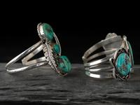 Navajo Silver and Turquoise Cuff Bracelets