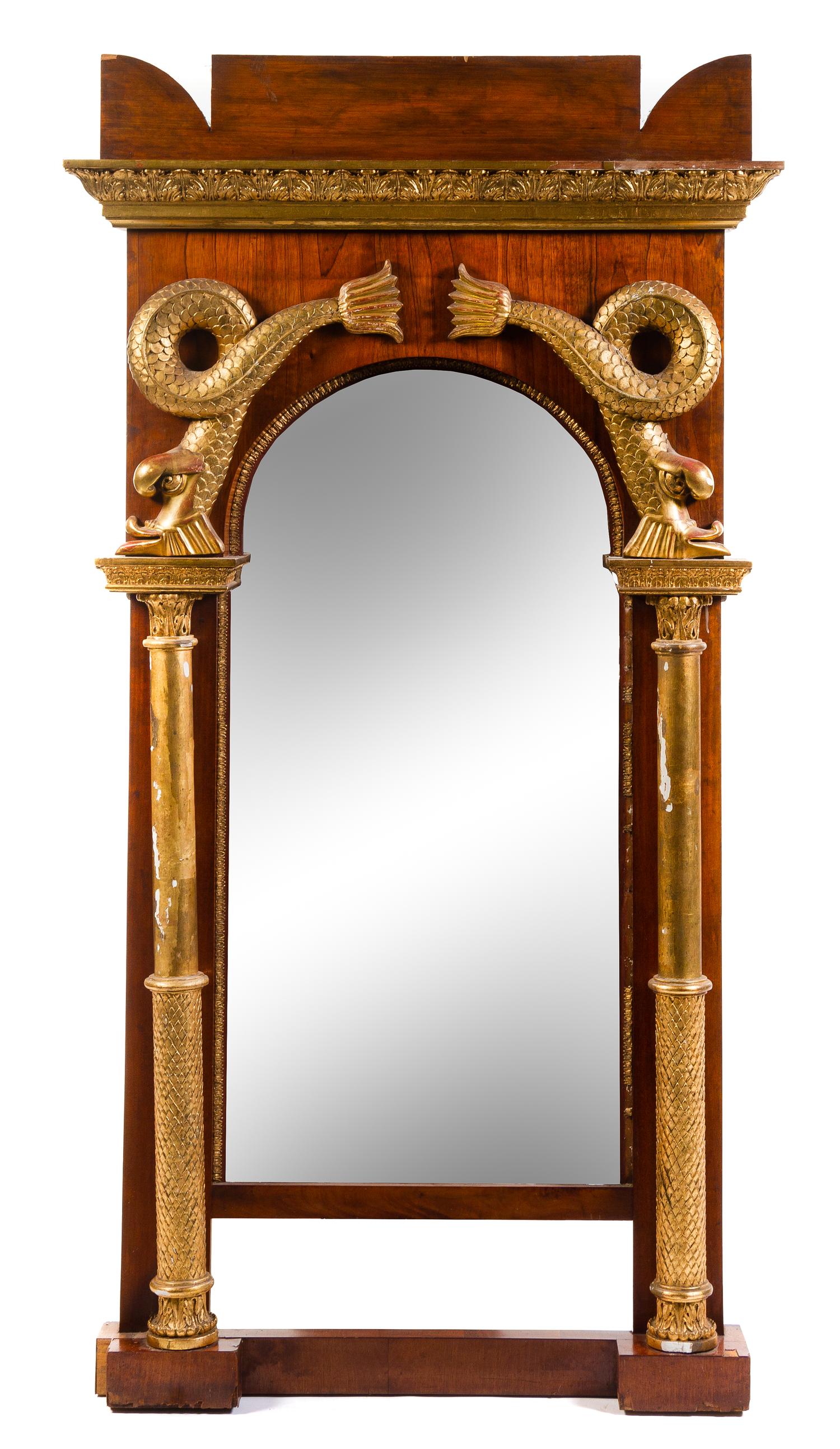 A Regency Parcel Gilt Rosewood and Mahogany Pier Mirror — POSSIBLY BALTIC, 19TH CENTURY