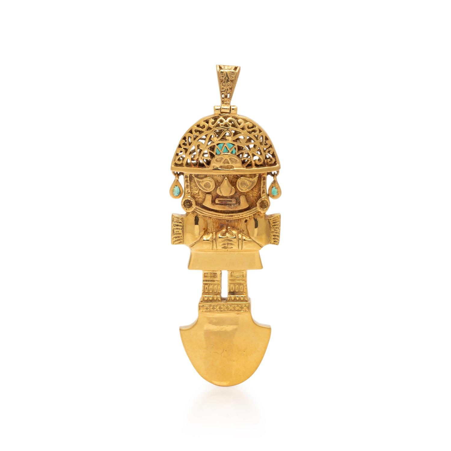 YELLOW GOLD, EMERALD, AND DIAMOND PENDANT