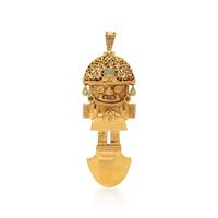 YELLOW GOLD, EMERALD, AND DIAMOND PENDANT