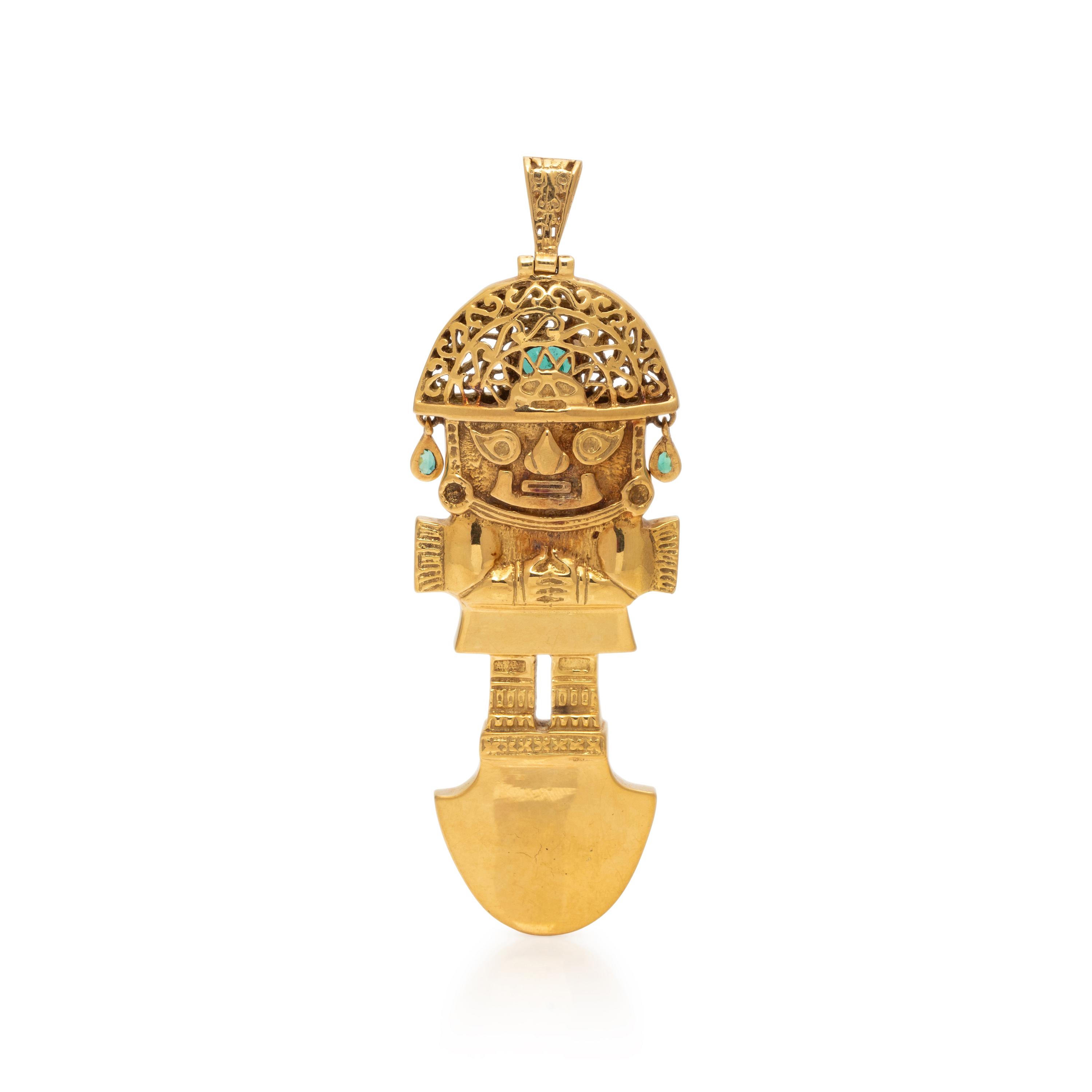 YELLOW GOLD, EMERALD, AND DIAMOND PENDANT