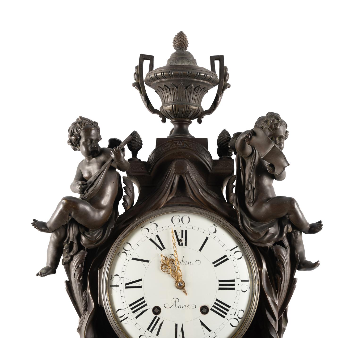 A Large French Bronze Figural Cartel Clock