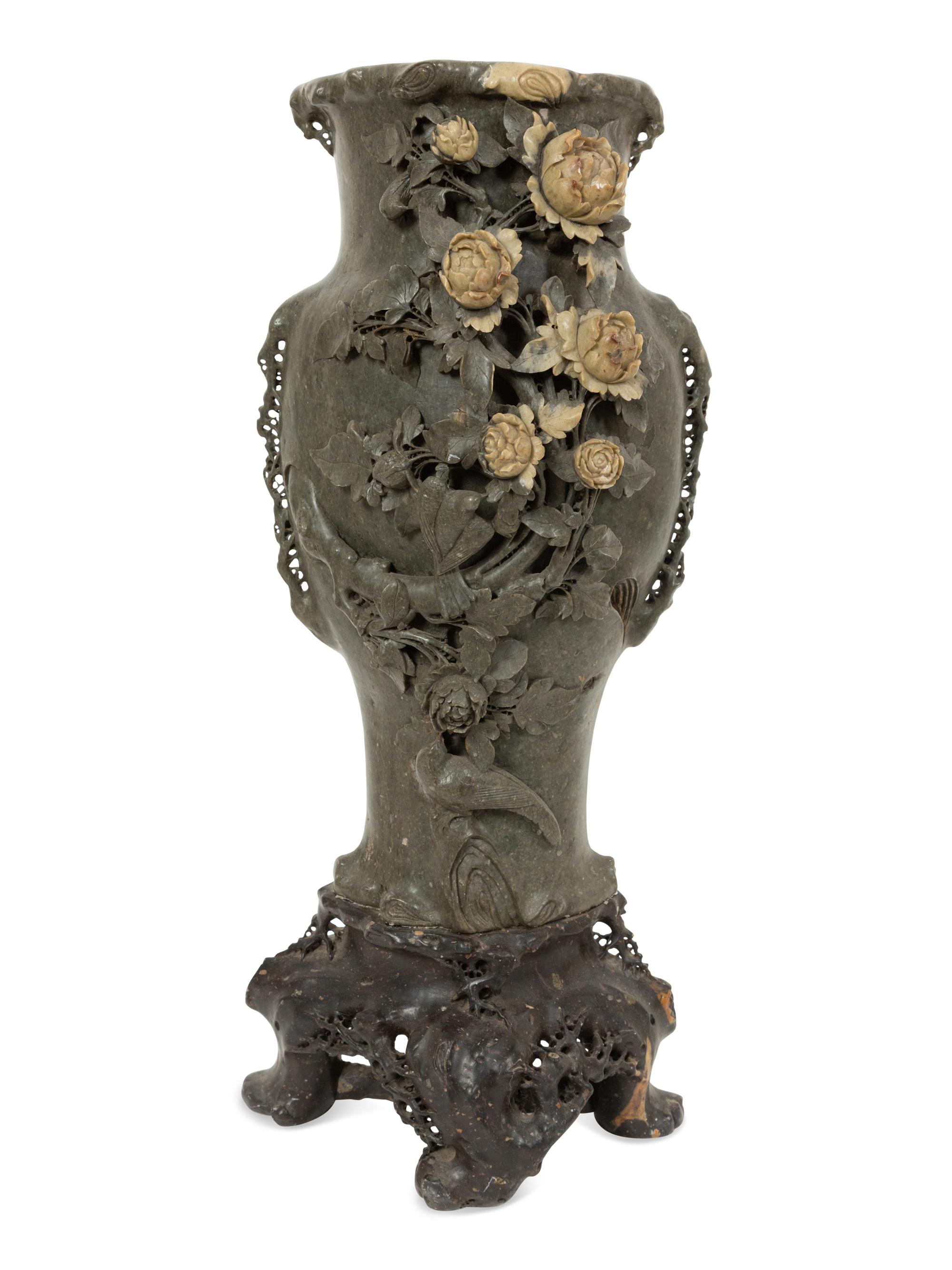A Chinese Carved Soapstone Vase
