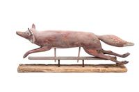 A Carved and Painted Wood Fox-Form Weathervane