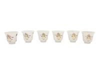 Six White Sgraffito Ground Famille Rose Porcelain "Eight Immortal' Bell-Shaped Wine Cups