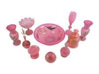 A Collection of Ten Pink Opaline Glass Items — 19TH CENTURY