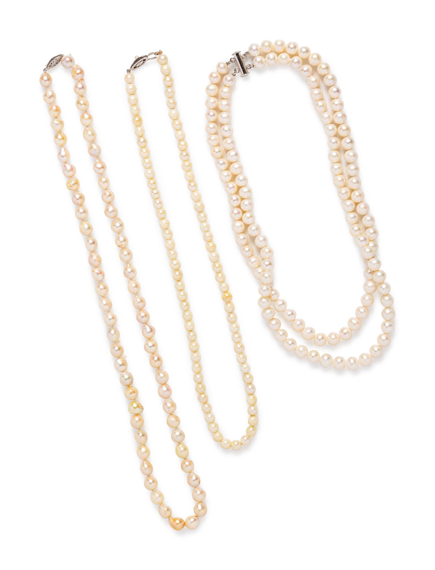 A Collection of Cultured Pearl Necklaces,