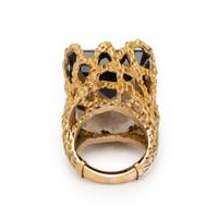 SMOKY QUARTZ AND YELLOW GOLD RING