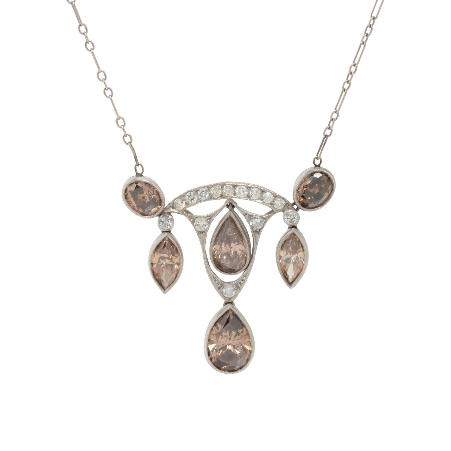 BROWN DIAMOND AND DIAMOND NECKLACE