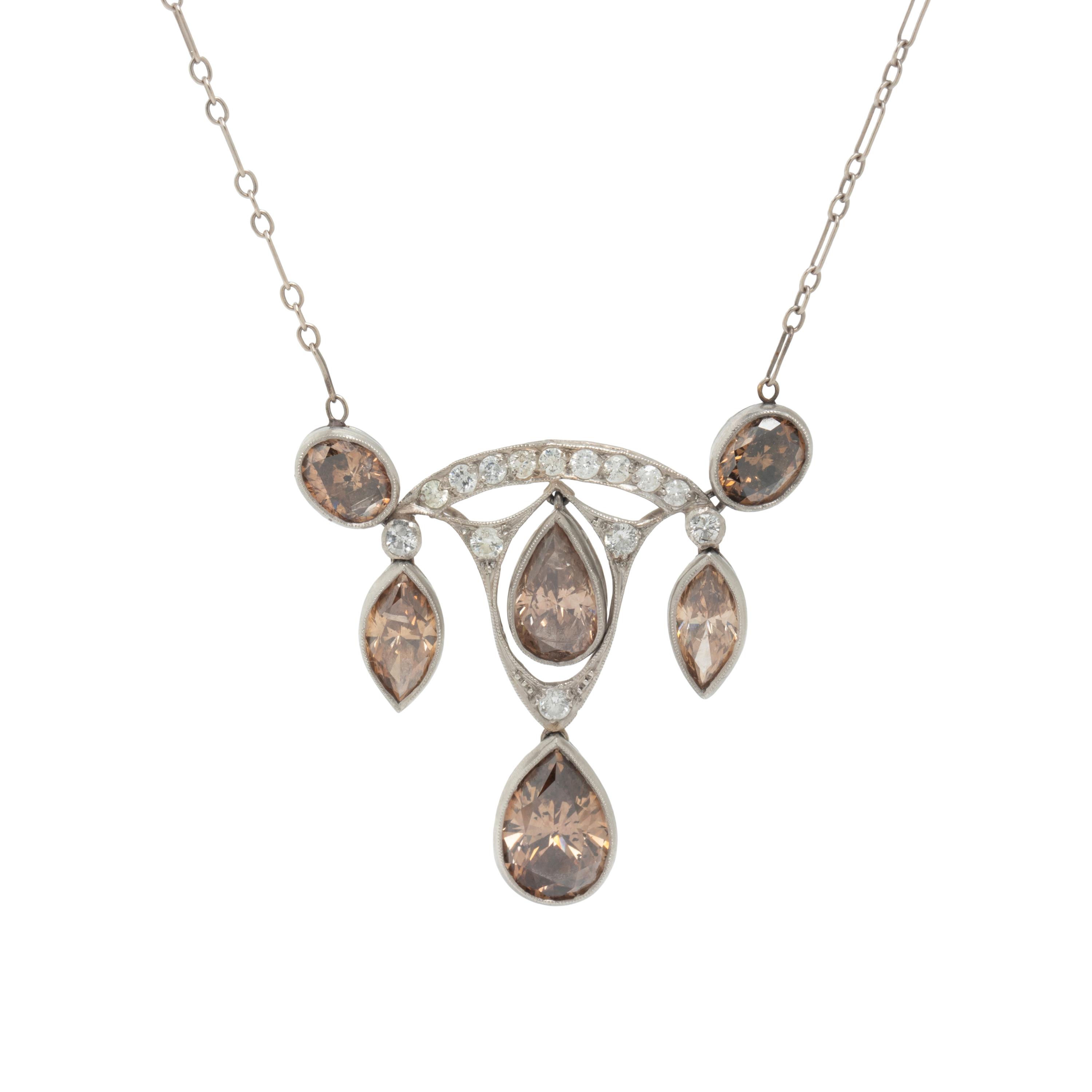 BROWN DIAMOND AND DIAMOND NECKLACE