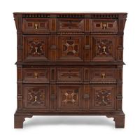A William and Mary Oak and Walnut Chest of Drawers