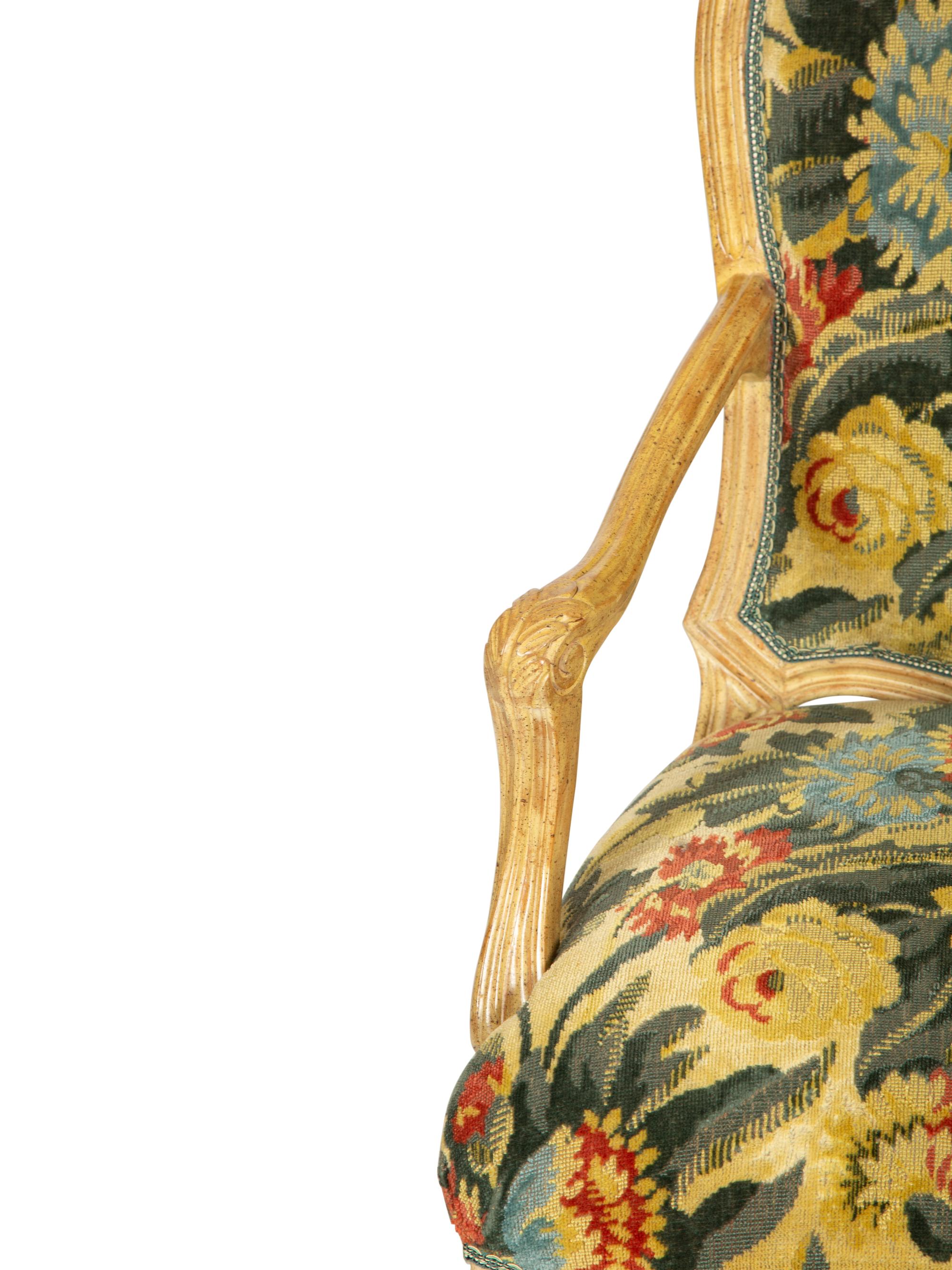 A Set of Eight Louis XV Style Painted Dining Chairs