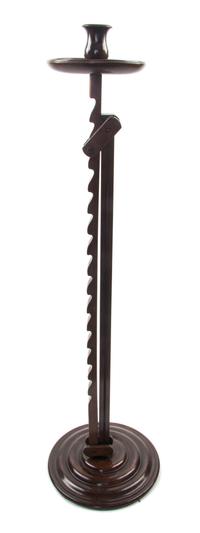 A Georgian Mahogany Adjustable Candlestick, Height 35 inches (fully collapsed).