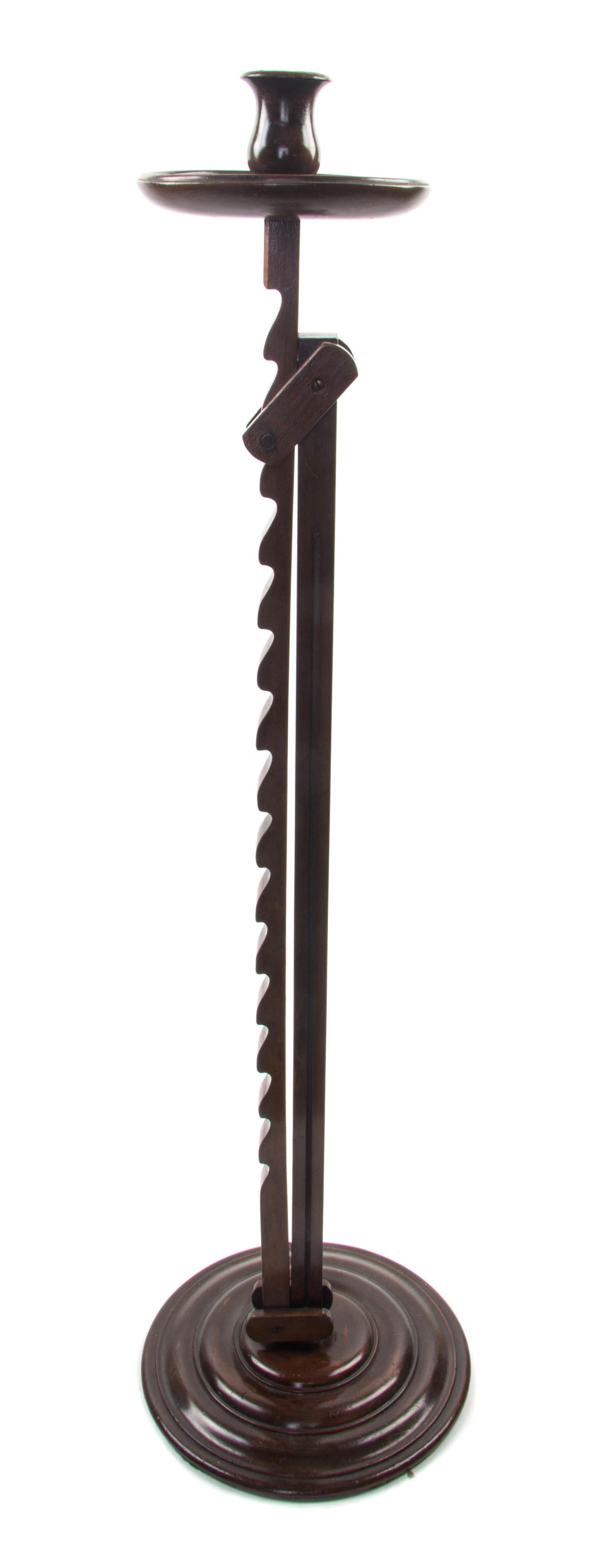 A Georgian Mahogany Adjustable Candlestick, Height 35 inches (fully collapsed).