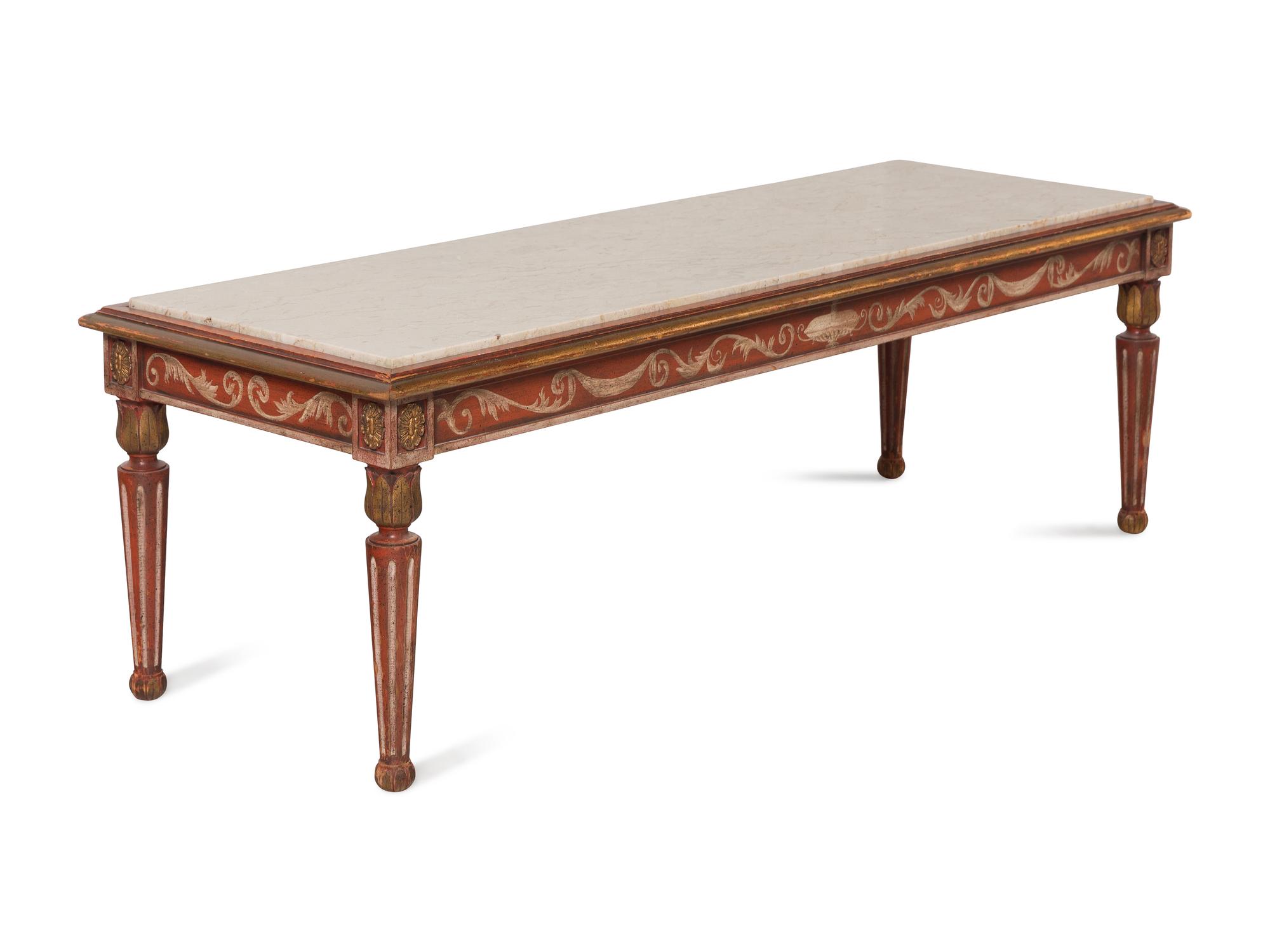 An Italian Style Painted Marble-Top Low Table