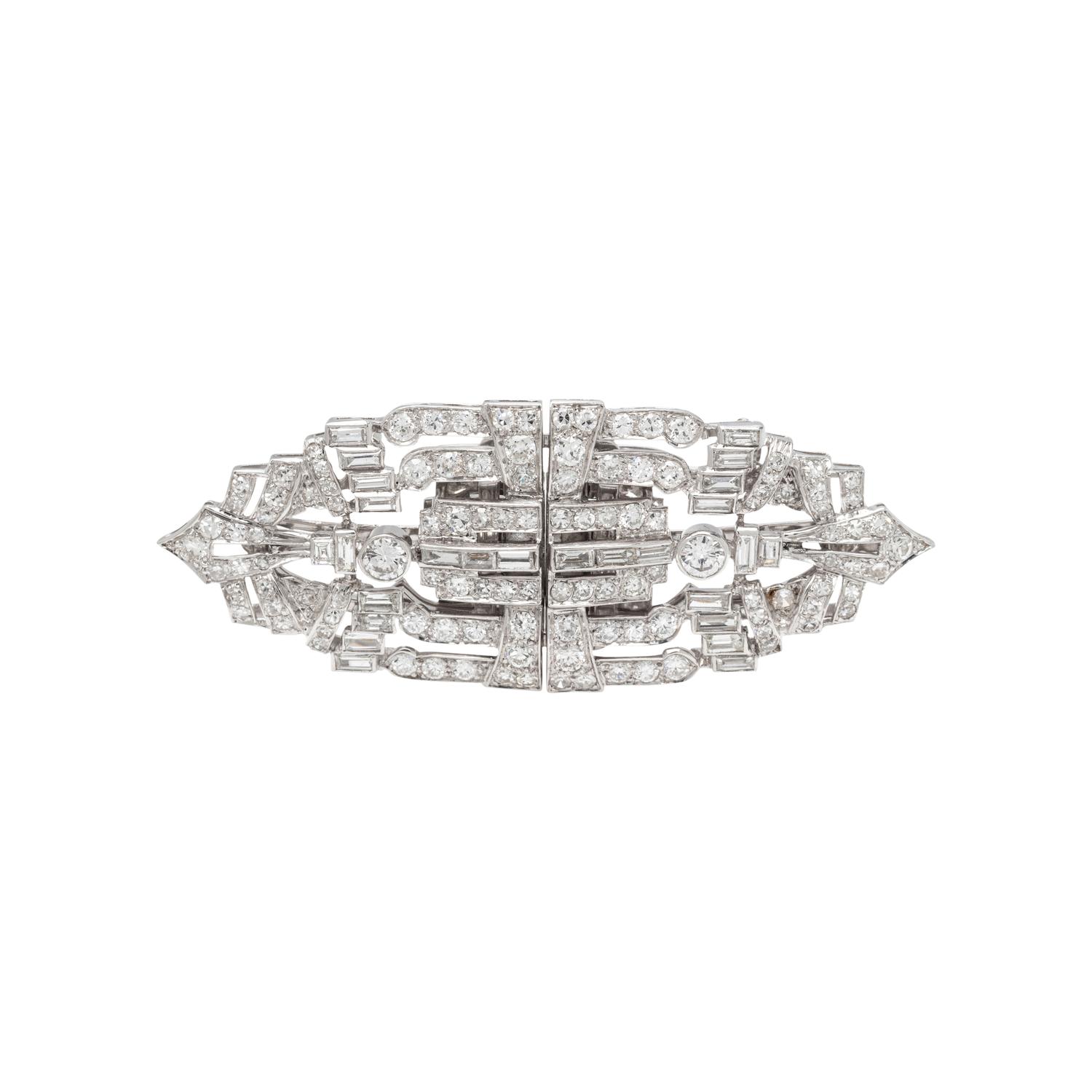 ART DECO, DIAMOND DOUBLE CLIP/BROOCH