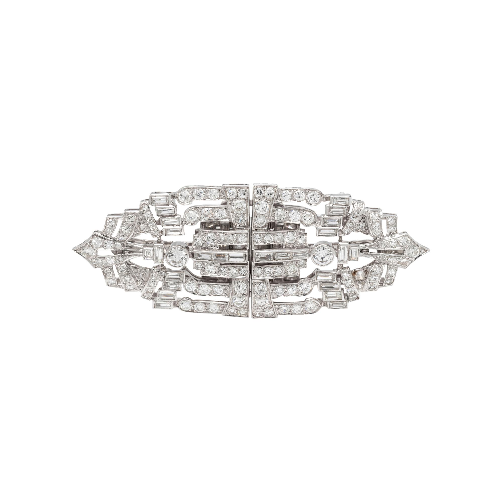 ART DECO, DIAMOND DOUBLE CLIP/BROOCH