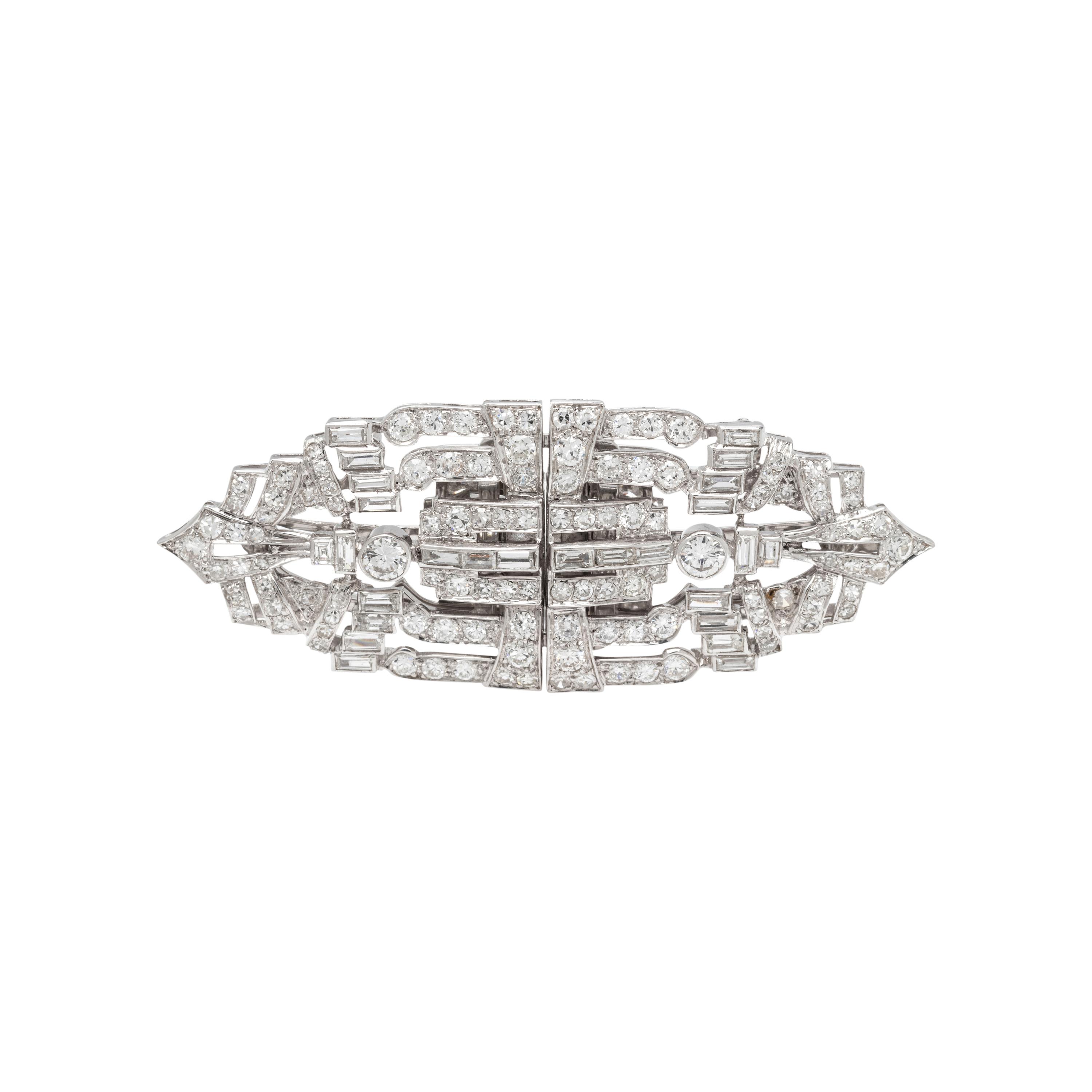 ART DECO, DIAMOND DOUBLE CLIP/BROOCH