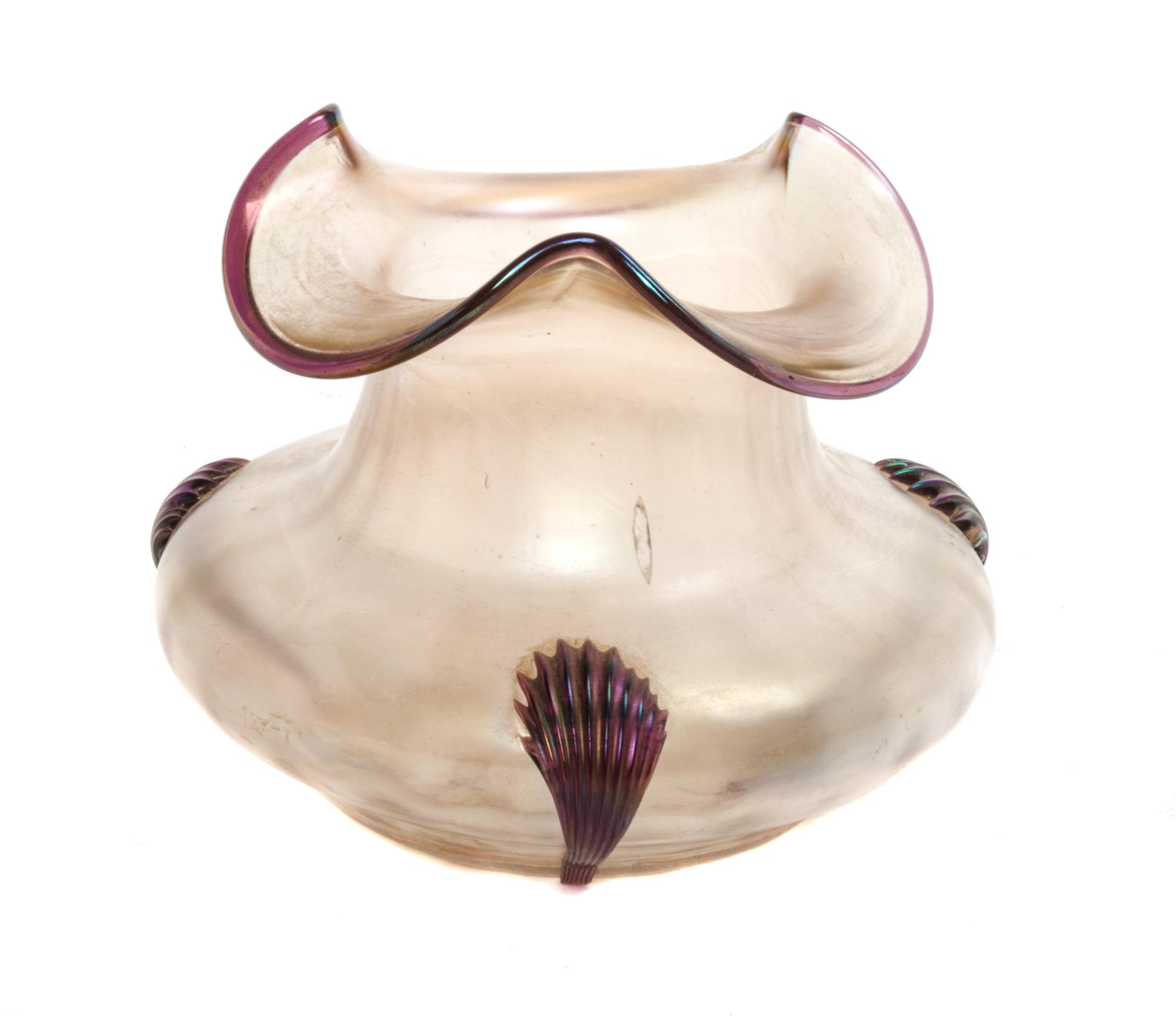 An Iridescent Glass Vase Diameter 6 3/4 inches. — MANNER OF LOETZ