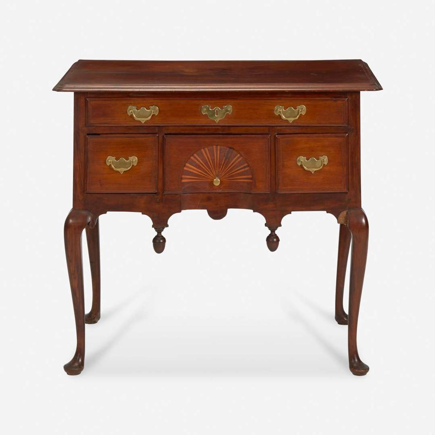 A Queen Anne inlaid walnut dressing table Boston, MA, circa 1750