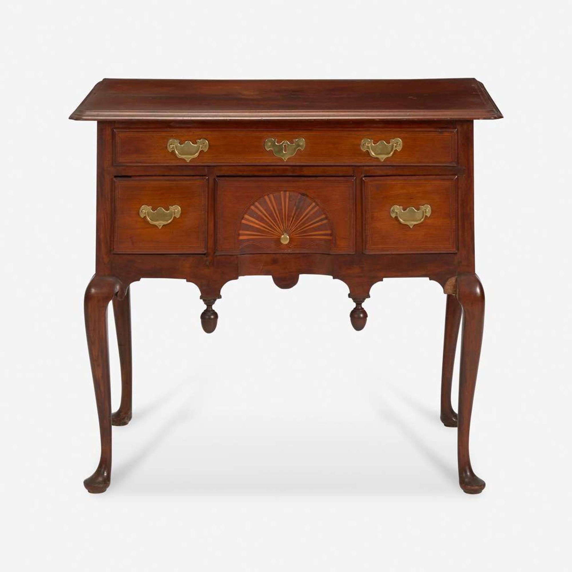 A Queen Anne inlaid walnut dressing table Boston, MA, circa 1750