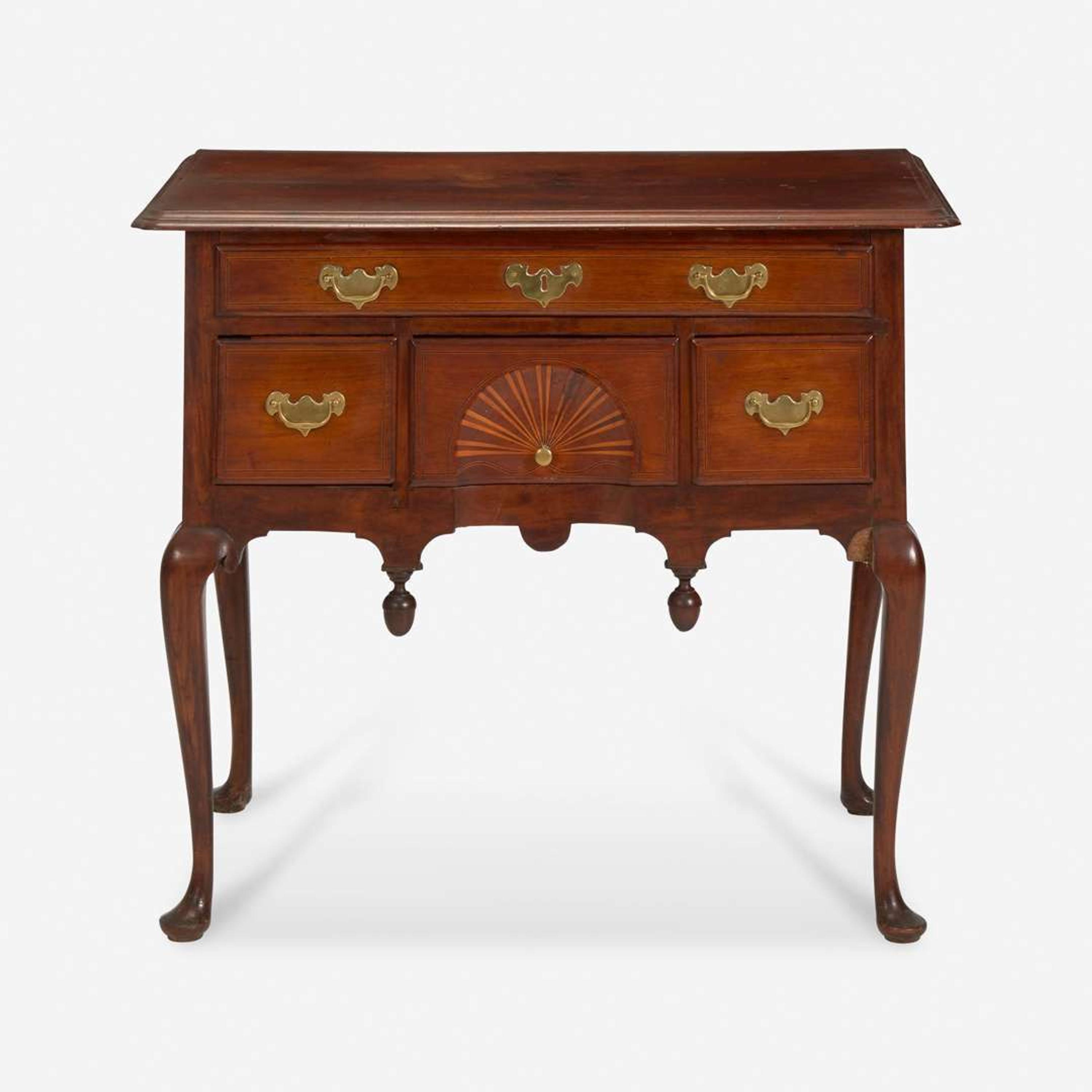 A Queen Anne inlaid walnut dressing table Boston, MA, circa 1750