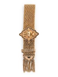 YELLOW GOLD, SEED PEARL AND ENAMEL SLIDE BRACELET