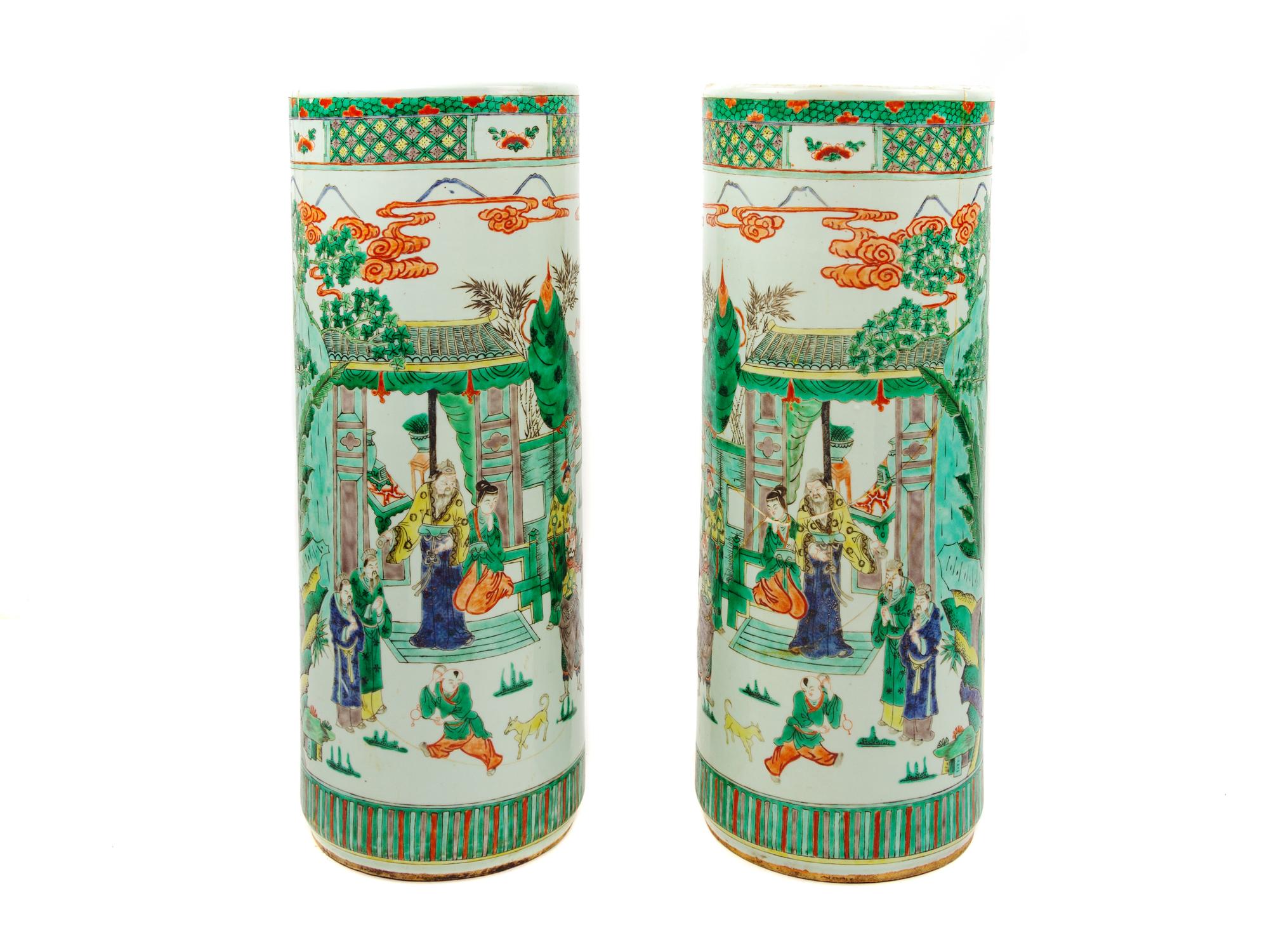 Two Chinese Famille Verte Porcelain Vases