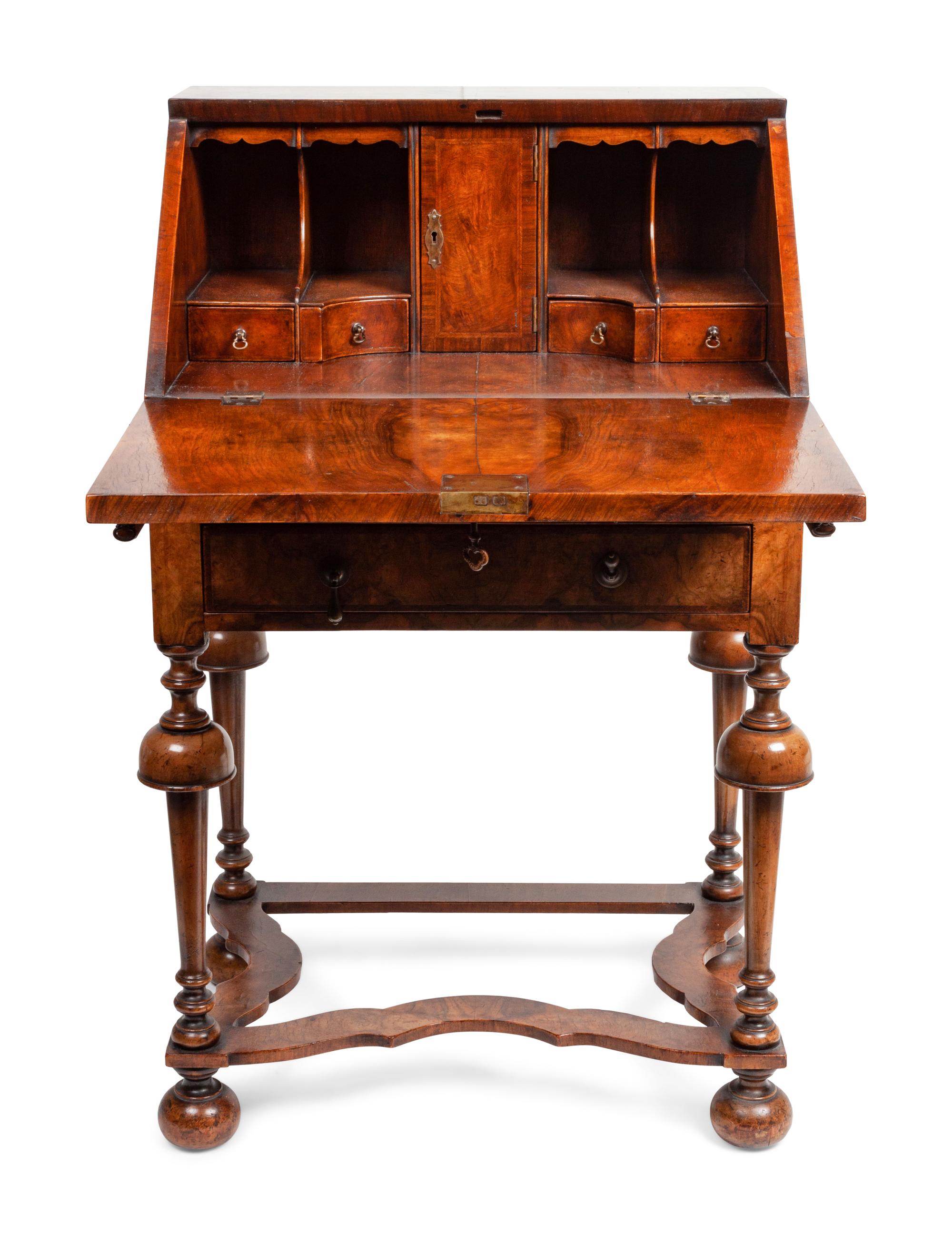A Marquetry Inlaid Burlwood Desk Secretary