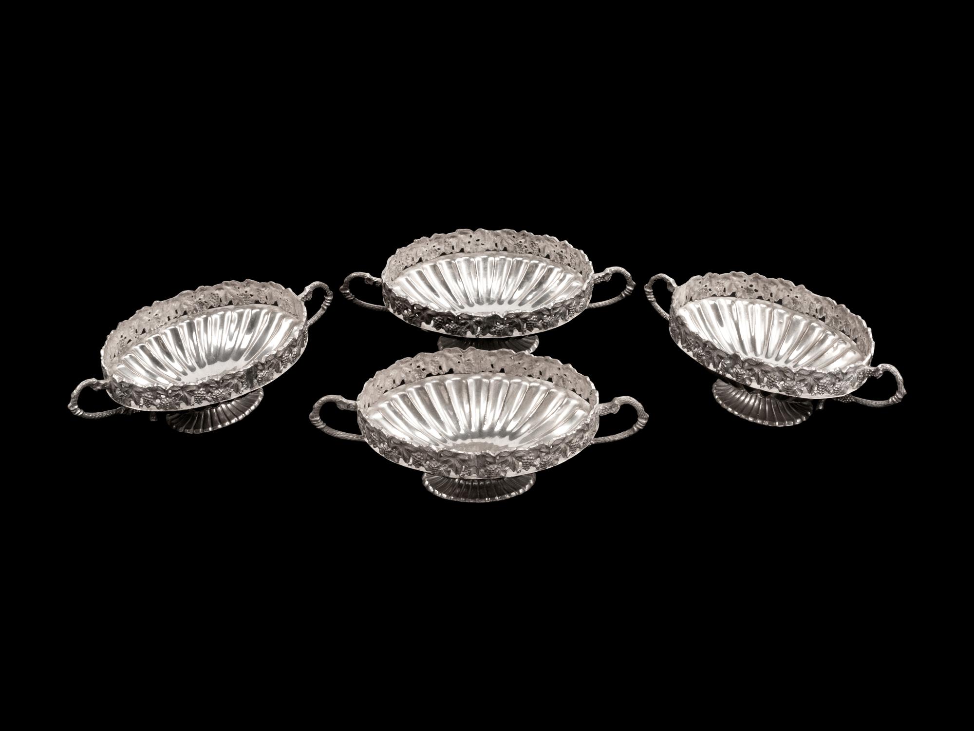 A Set of Four Silverplated Two-Handled Oval Bowls