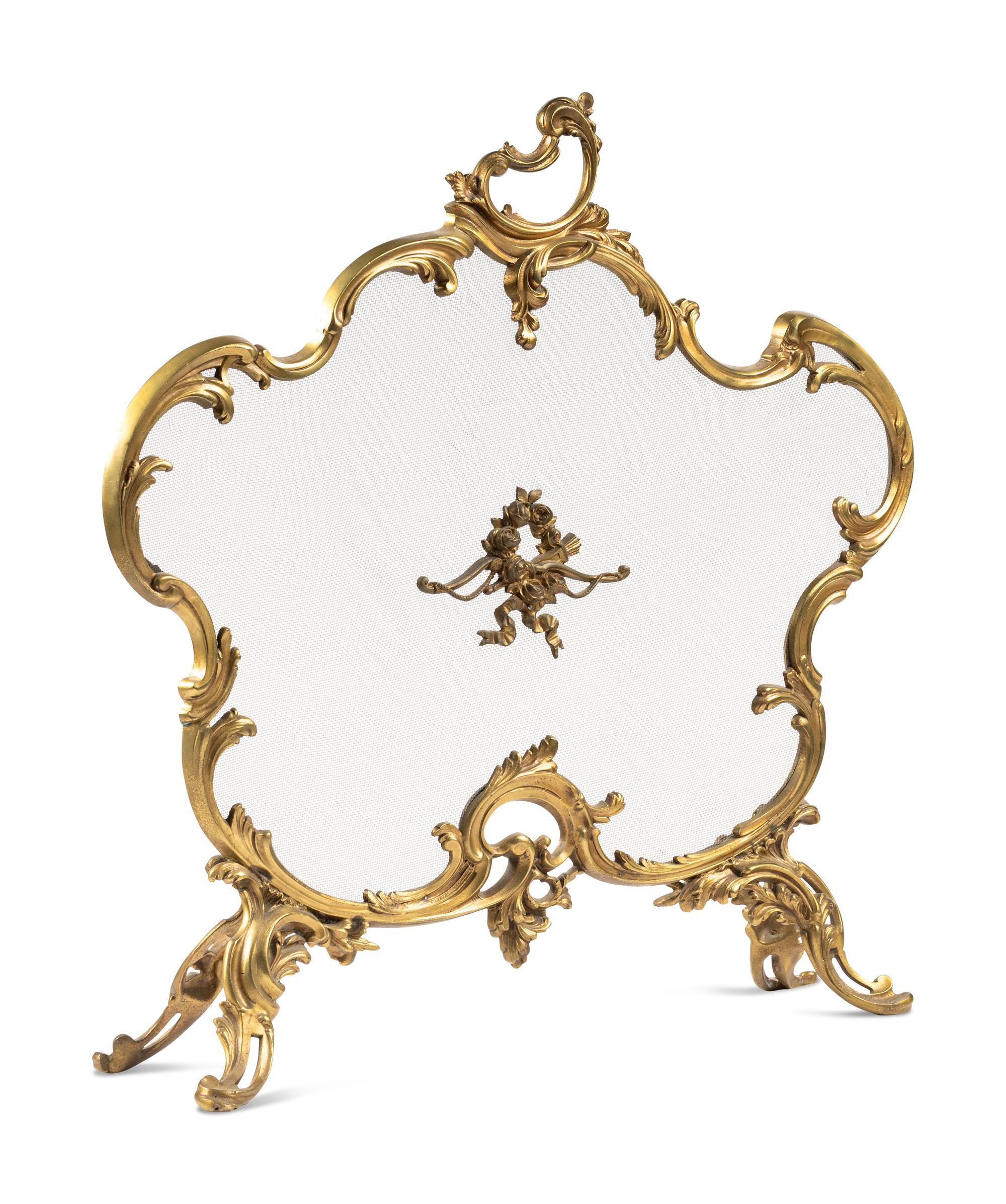 A Louis XV Style Gilt Bronze Fire Screen