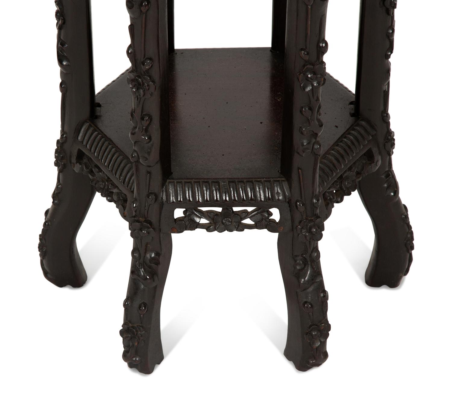 A Chinese Carved Hardwood Pedestal