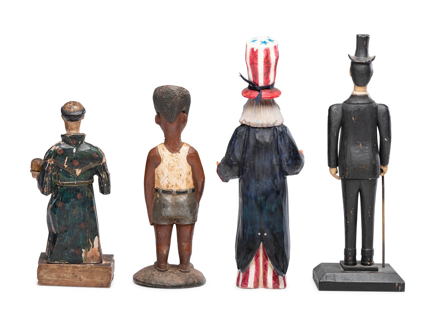 Three Carved and Painted Folk Art Figures