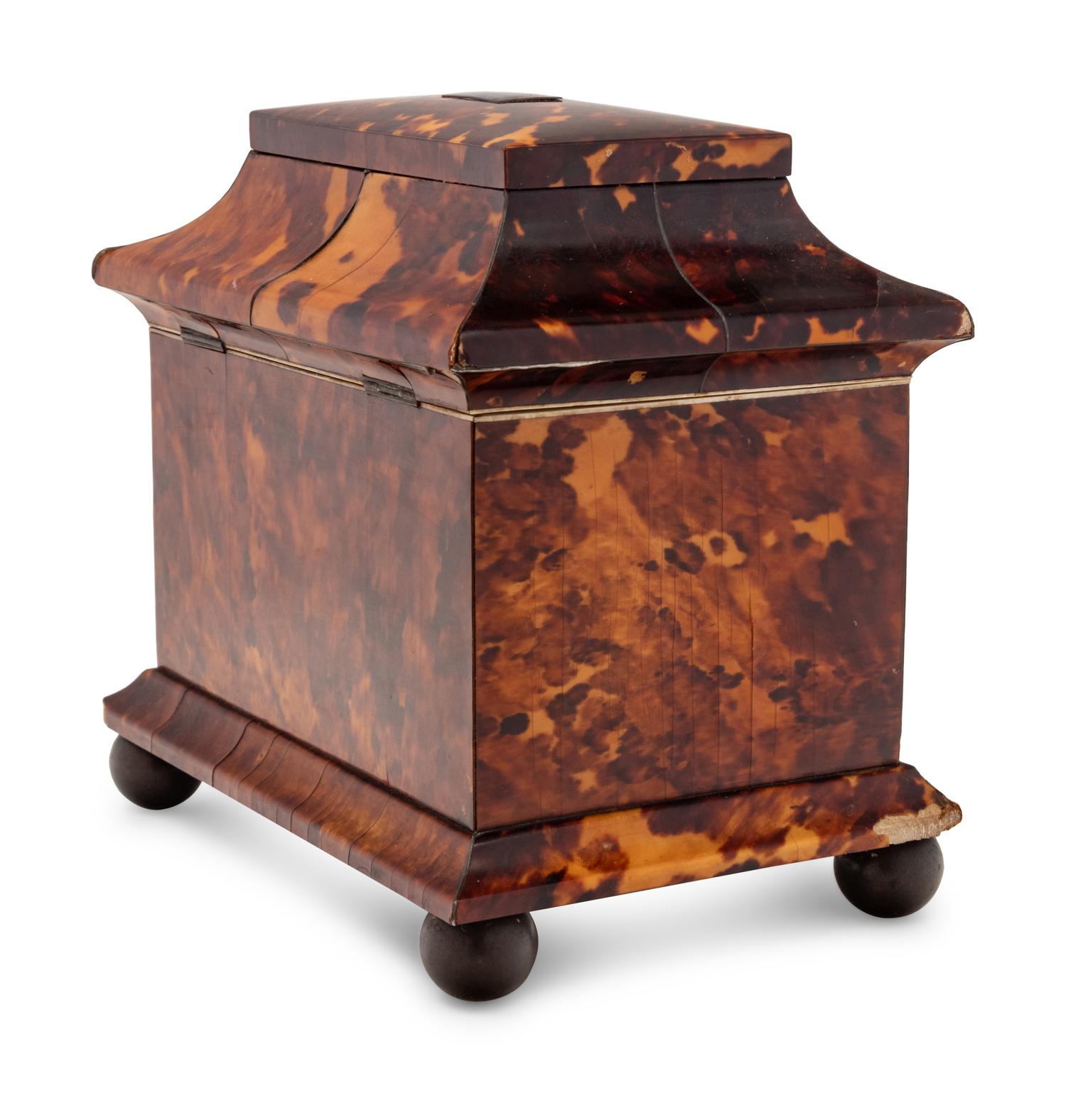 A Regency Tortoiseshell Tea Caddy