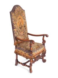 A Louis XIV Style Needlepoint-Upholstered Walnut Armchair — 19TH CENTURY