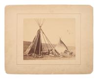 JACKSON, William Henry (1843-1942), photographer. Three photographs of Bannock and Pawnee dwellings from the Hayden Expedition. Ca 1870s.