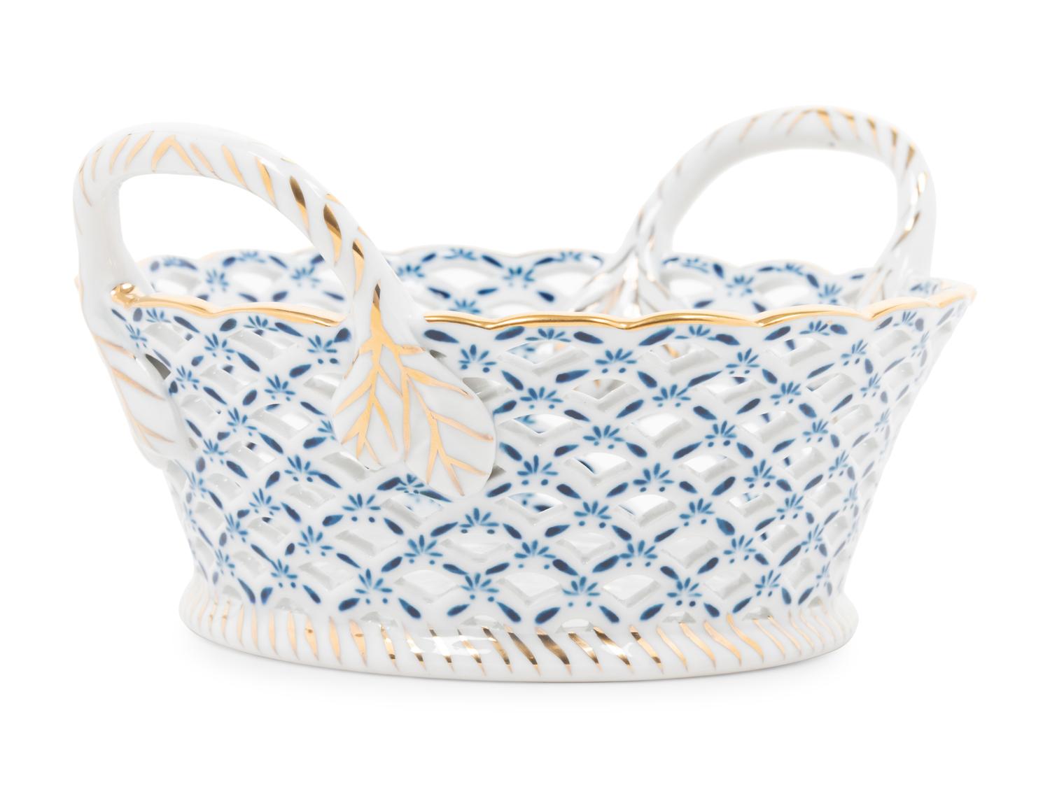 A Continental Porcelain Basket