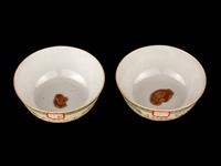 A Pair of Chinese Grisaille Enameled Porcelain Bowls