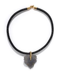 YELLOW GOLD, DRUZY AGATE AND DIAMOND ENHANCER NECKLACE