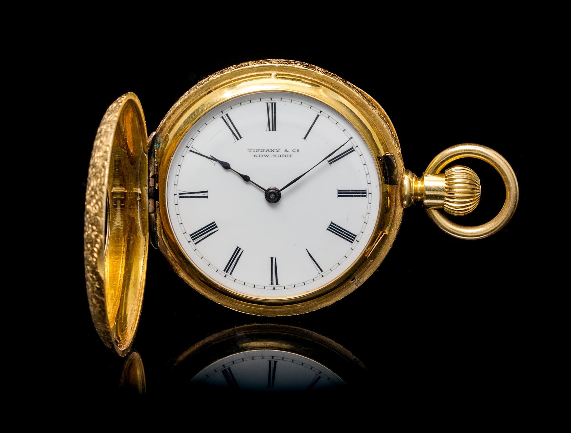 An 18 Karat Yellow Gold and Enamel Demi Hunter Pocket Watch, Tiffany & Co.,