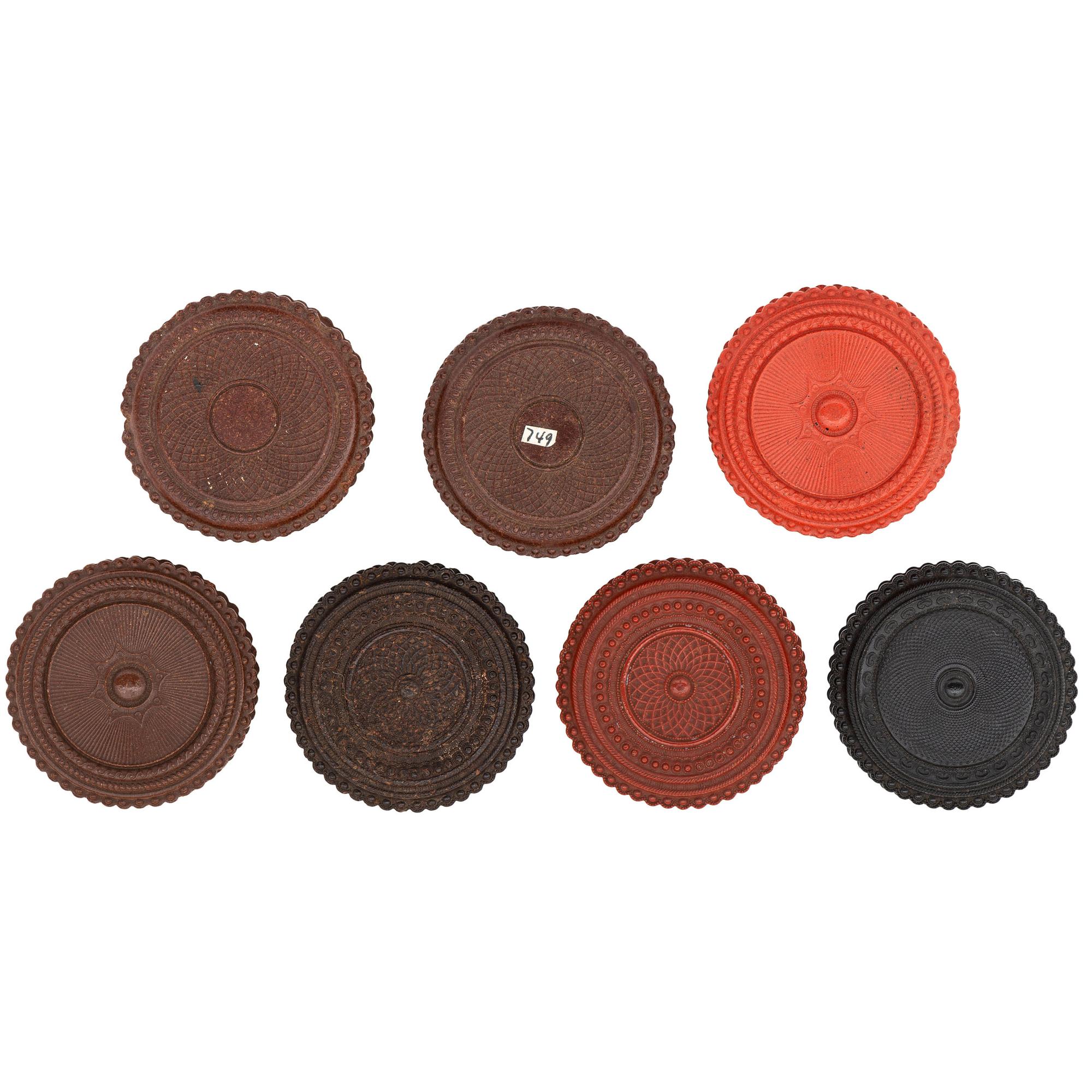 [EARLY PHOTOGRAPHY - UNION CASES]. A group of 7 triple thick "oreo" cases in assorted colors, including: