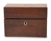 A Georgian Burlwood Jewel Box and a Mahogany Tea Caddy