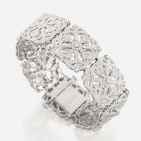 A diamond and white gold bracelet with matching pendant, Charles Krypell