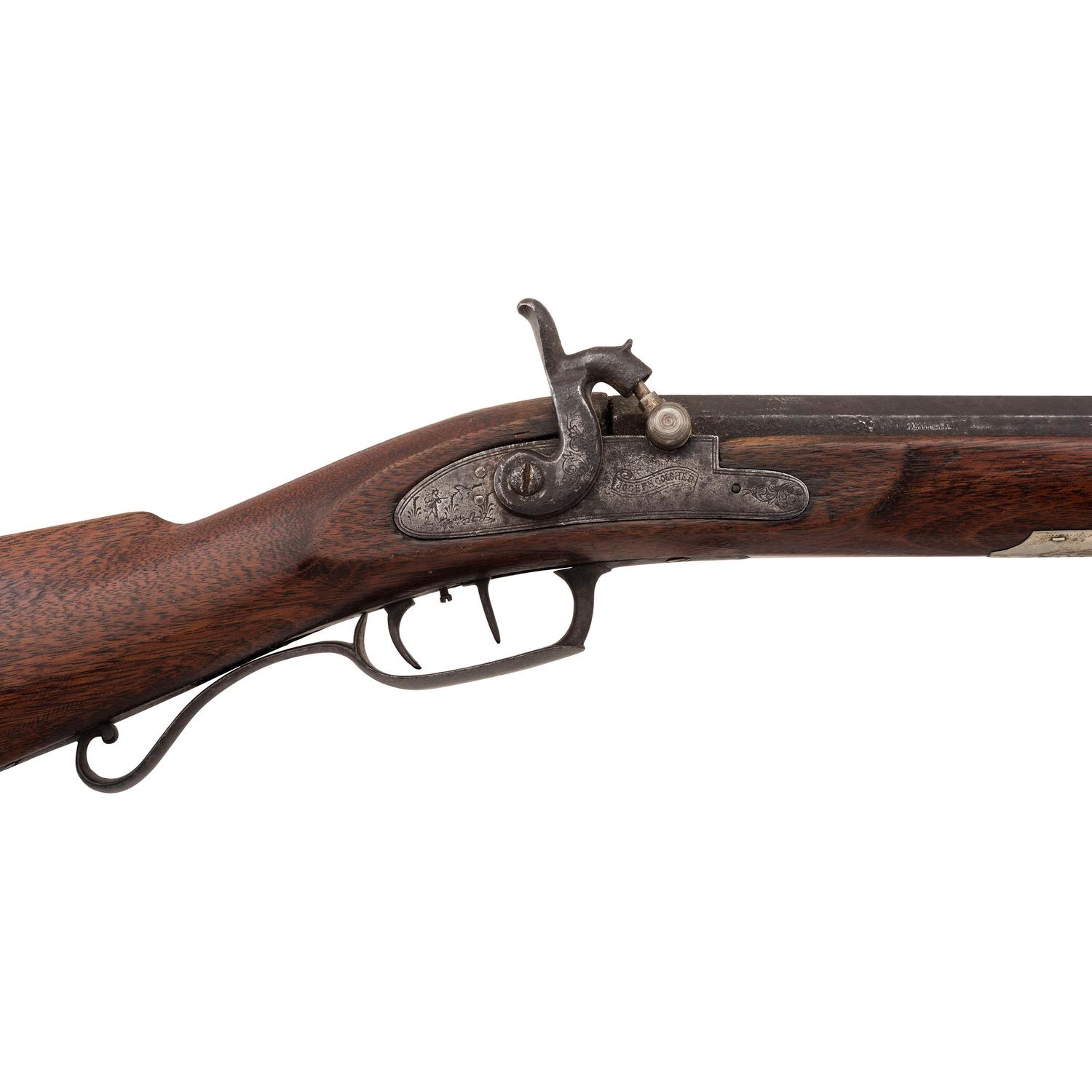 German Silver Mounted Percussion Rifle by B.D. Gill