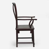 A Chinese hardwood armchair, possibly hongmu, Sichutou Guanmaoyi 硬木四出头官帽椅 或红木 Qing dynasty ?
