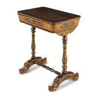 A Chinese Export Lacquer Needlework Table