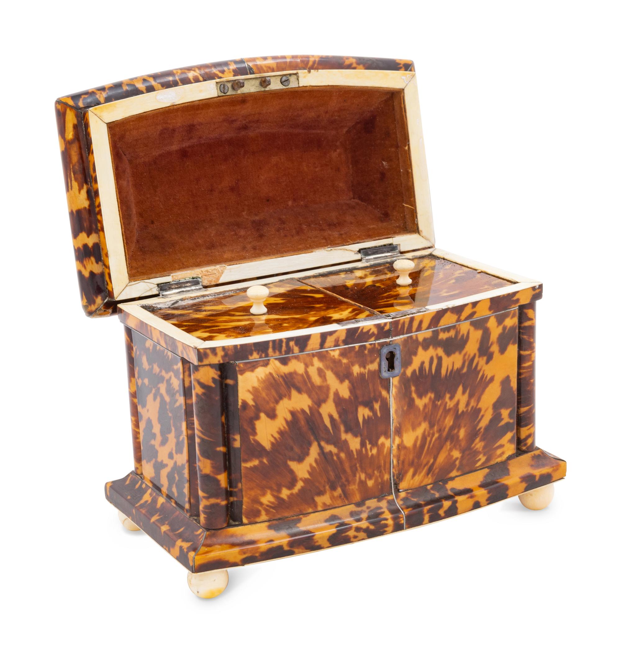 A Regency Tortoiseshell Tea Caddy