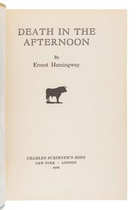 HEMINGWAY, Ernest (1899-1961). Death in the Afternoon. New York: Scribner's, 1932.