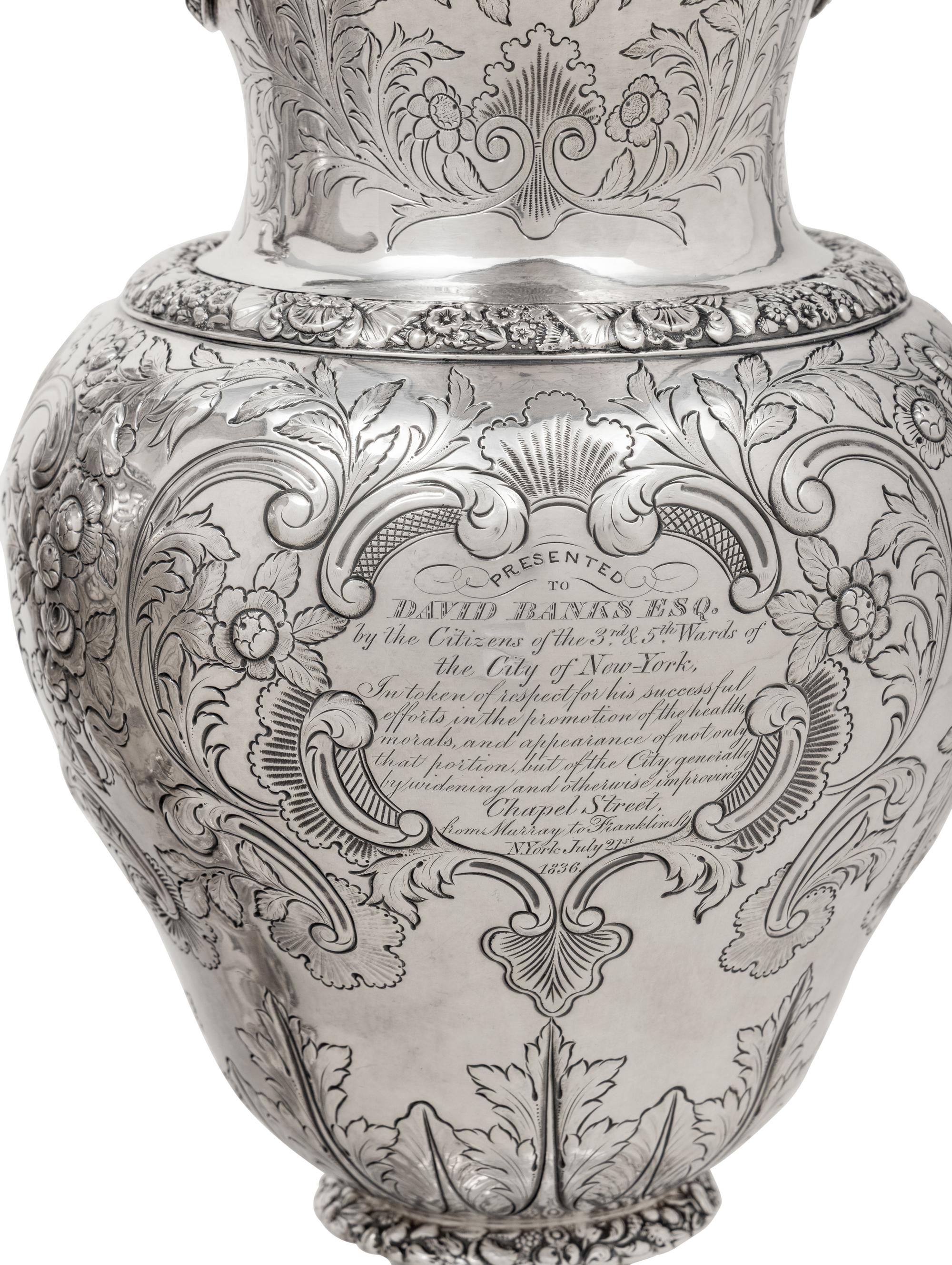 A Pair of American Coin Silver Presentation Ewers