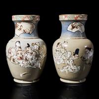 A Pair of Japanese Studio Ceramic Vases, Meiji Period